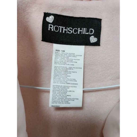Rothschild & Co Baby Girls Hooded Quilted-Heart Footed Pram Faux-Fur Trim 12M - Picture 2 of 6